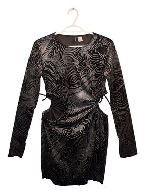 H&M Black Dress with Silver Swirl Detail